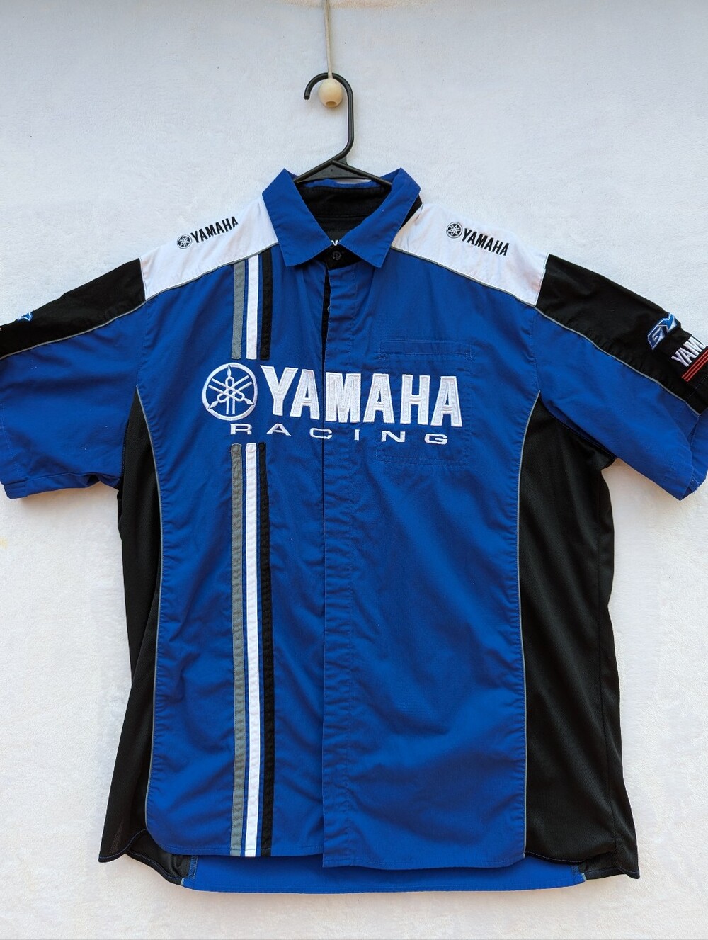 Yamaha Blue and Black Racing Button-Down Mechanics Shirt XL